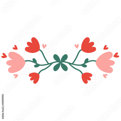Wallpaper Mural A lovely heart-shaped flower illustration with petals and flying hearts, perfect for Valentine’s Day, romance themes, greeting cards, or spring floral designs in a simple graphic style. Torontodigital.ca
