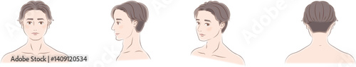 色々な角度から見た男性の顔