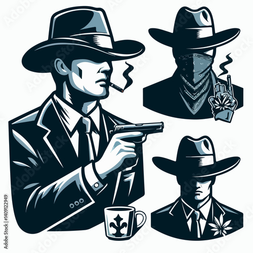 gangster cartoon vector illustration