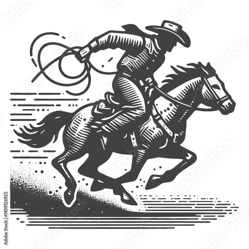 Wallpaper Mural Simple Rodeo Cowboy Running Vector Icon Design – Vintage Retro Logo & Illustration Torontodigital.ca