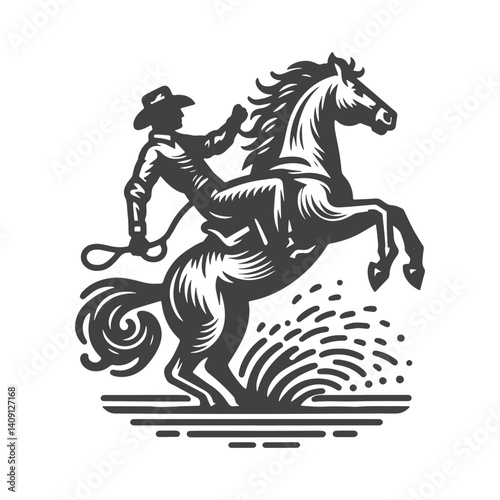 Wallpaper Mural Simple Rodeo Cowboy Jumping Vector Icon Design – Vintage Retro Logo & Illustration Torontodigital.ca