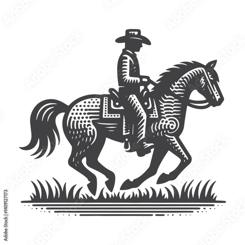 Wallpaper Mural Simple Rodeo Cowboy Running Vector Icon Design – Vintage Retro Logo & Illustration Torontodigital.ca