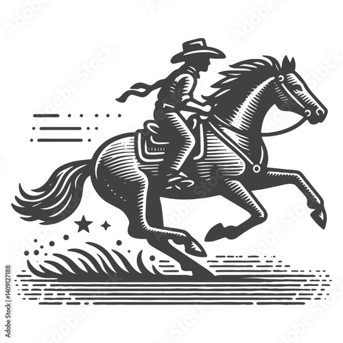 Wallpaper Mural Simple Rodeo Cowboy Running Vector Icon Design – Vintage Retro Logo & Illustration Torontodigital.ca
