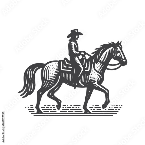 Wallpaper Mural Simple Rodeo Cowboy Side View Vector Icon Design – Vintage Retro Logo & Illustration Torontodigital.ca