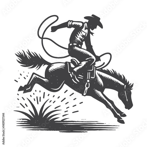 Wallpaper Mural Simple Rodeo Cowboy Running Vector Icon Design – Vintage Retro Logo & Illustration Torontodigital.ca