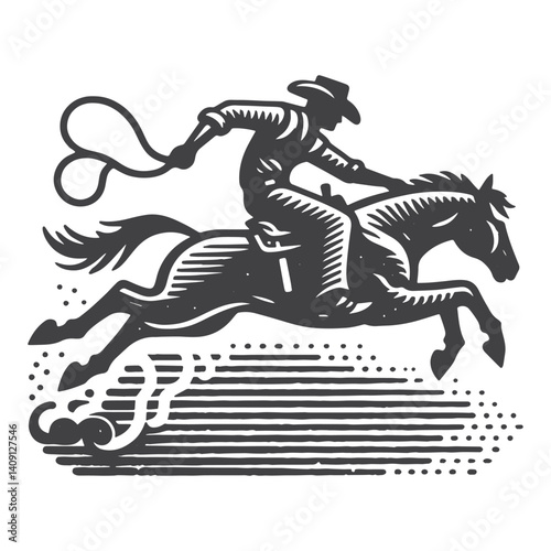 Wallpaper Mural Simple Rodeo Cowboy Jumping Vector Icon Design – Vintage Retro Logo & Illustration Torontodigital.ca