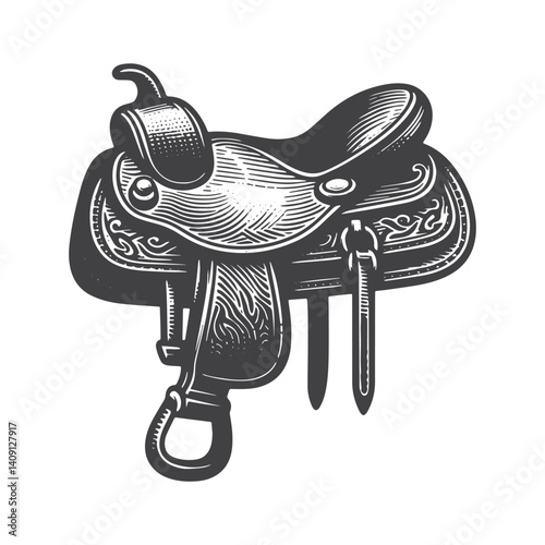 Simple Western Saddle Vector Icon Design – Vintage Retro Logo & Illustration