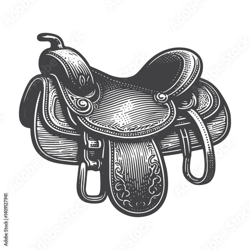 Simple Western Saddle Vector Icon Design – Vintage Retro Logo & Illustration