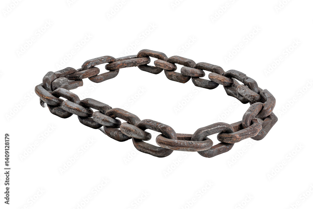 Fototapeta premium A broken metal chain symbolizes broken bonds and lost connections in a bold graphic design