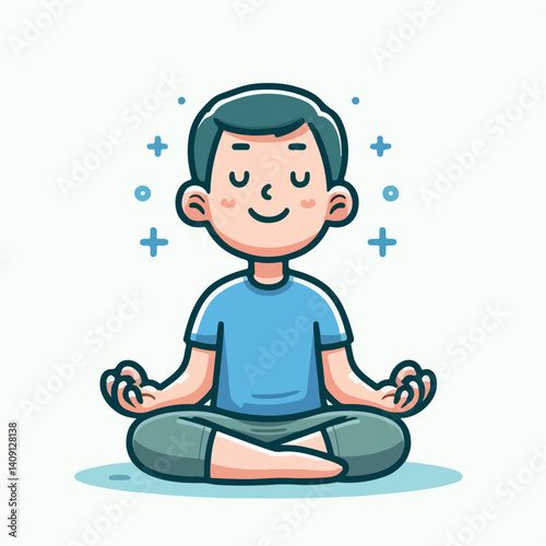 cartoon vector illustration of a meditating person