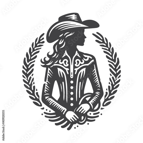 Simple Rodeo Queen Vector Icon Design – Vintage Retro Logo & Illustration