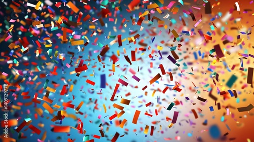 Colorful confetti explosion new year's eve party, crazy celebration, birthday party