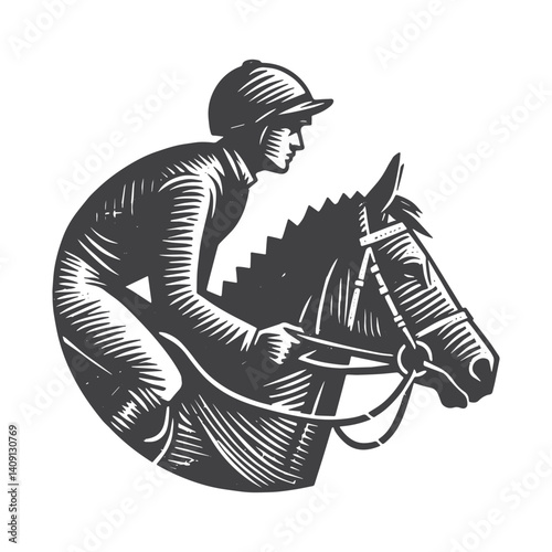 Simple Jockey Vector Icon Design – Vintage Retro Logo & Illustration