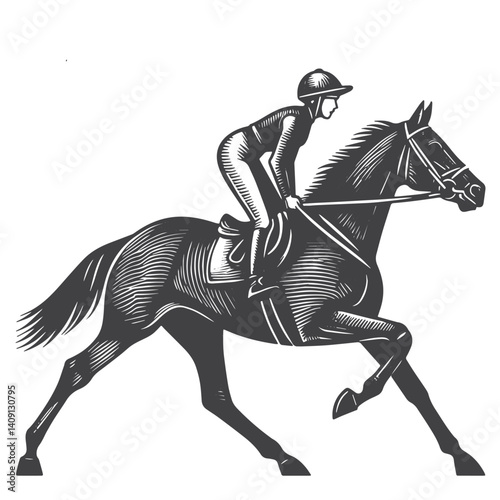 Simple Jockey Vector Icon Design – Vintage Retro Logo & Illustration