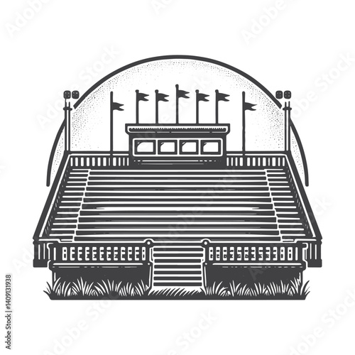 Simple Grandstand Vector Icon Design – Vintage Retro Logo & Illustration
