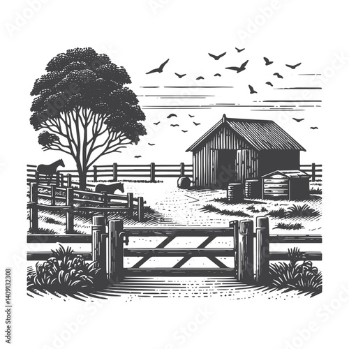 Simple Stable Barn Vector Icon Design – Vintage Retro Logo & Illustration