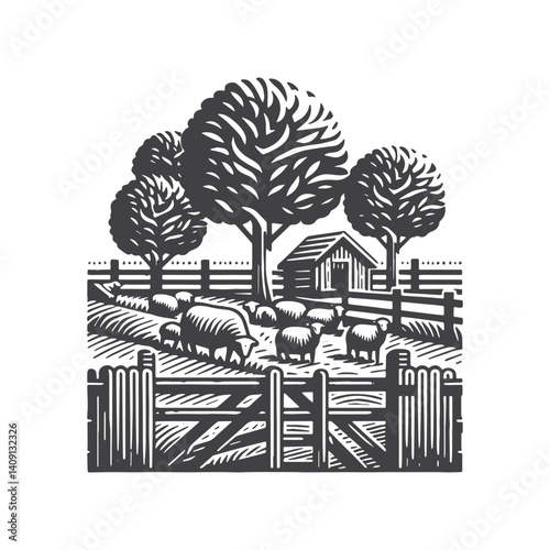Simple Stable Barn Vector Icon Design – Vintage Retro Logo & Illustration