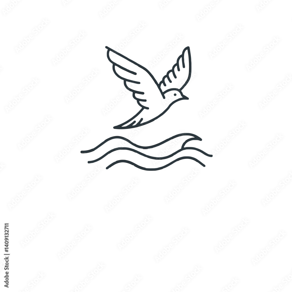 Obraz premium Seagull soaring above the waves