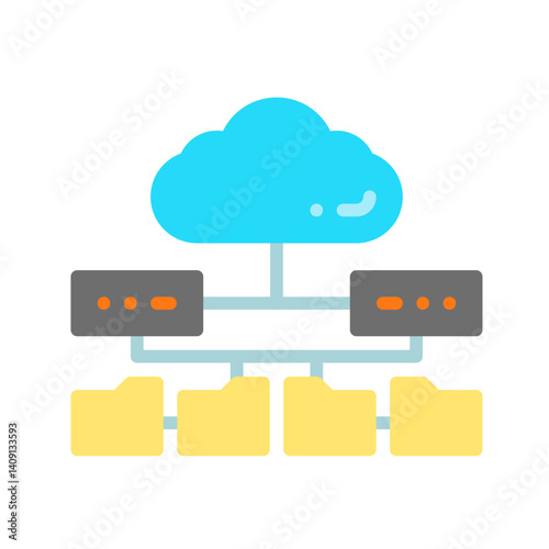 Cloud and Server Data icon vector image. Suitable for mobile apps, web apps and print media.