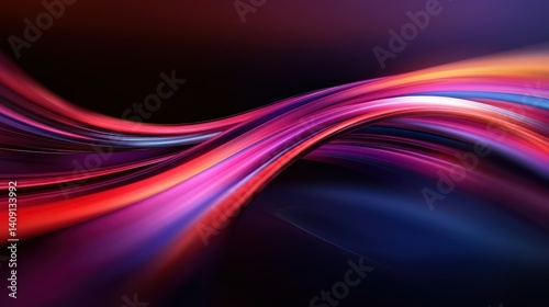 Abstract swirling vibrant ribbons in dark background