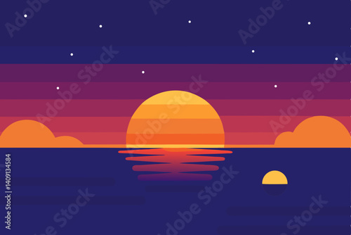 night landscape with moon