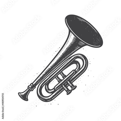 Simple Call to Post Bugle Vector Icon Design – Vintage Retro Logo & Illustration