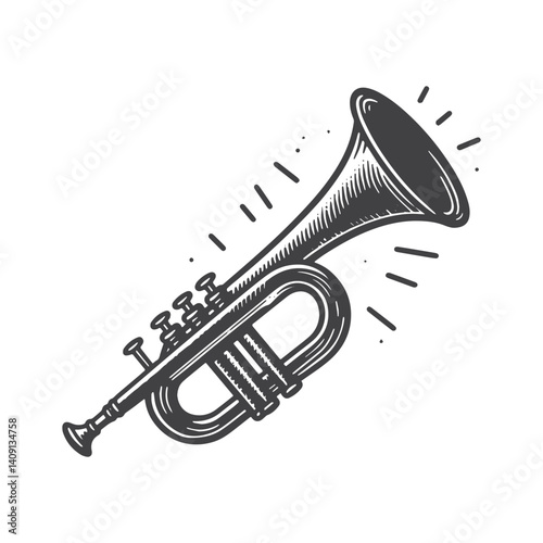 Simple Call to Post Bugle Vector Icon Design – Vintage Retro Logo & Illustration