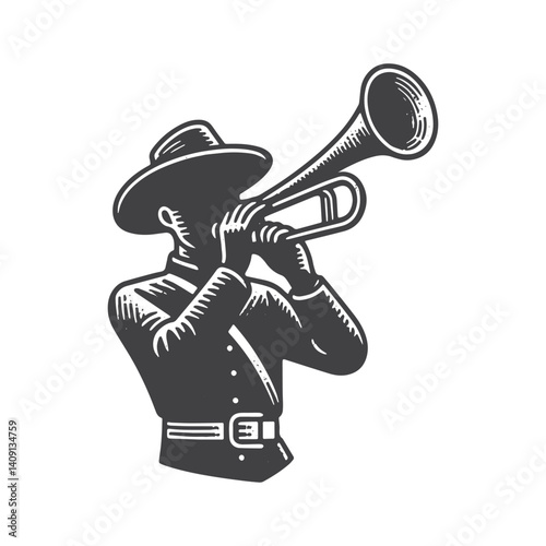 Simple Call to Post Bugle Vector Icon Design – Vintage Retro Logo & Illustration