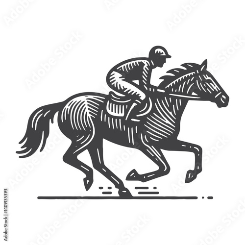 Simple Jockey Riding Horse Vector Icon Design – Vintage Retro Logo & Illustration