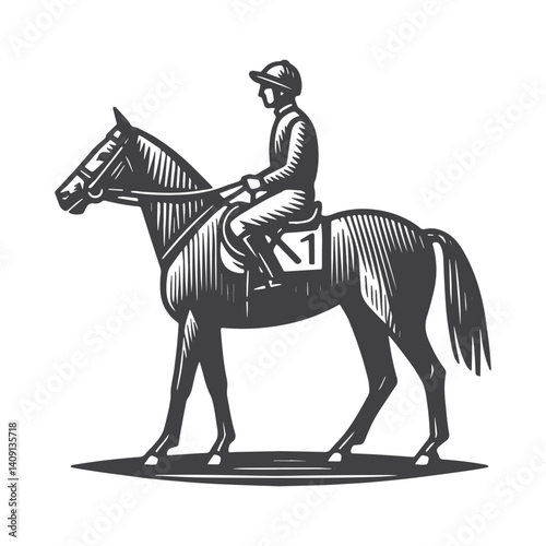 Simple Jockey Side View Vector Icon Design – Vintage Retro Logo & Illustration