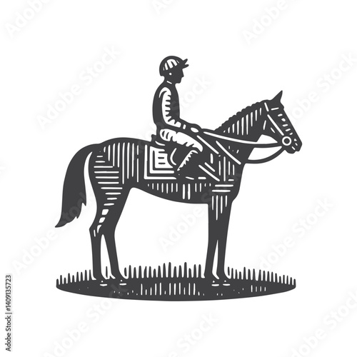 Simple Jockey Side View Vector Icon Design – Vintage Retro Logo & Illustration