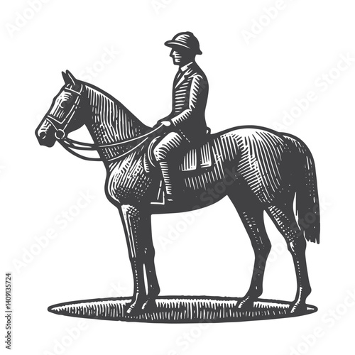 Simple Jockey Side View Vector Icon Design – Vintage Retro Logo & Illustration