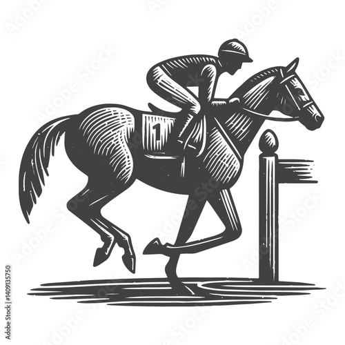 Simple Finish Jockey Vector Icon Design – Vintage Retro Logo & Illustration