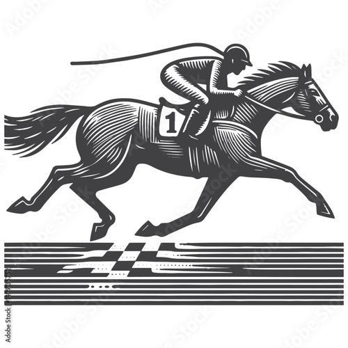 Simple Finish Jockey Vector Icon Design – Vintage Retro Logo & Illustration