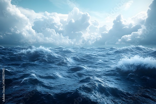 Stormy sky with clouds and sea waves.