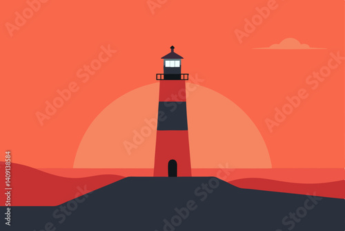 lighthouse in the sunset