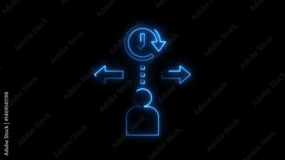 Glowing neon decision icon 4k isolated on black background. HD Video motion graphic animation Glowing neon decision icon 4k isolated on black background. HD Video motion graphic animation