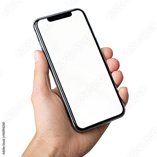 Isolated Hand with Modern Smartphone – Screen Template with Blank Screen Isolated on White 