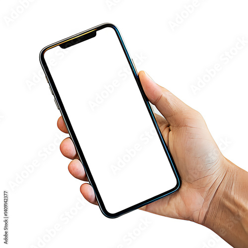 Modern Smartphone in Hand with Blank Screen Isolated on White with Empty Display