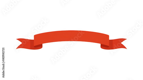 Curved ribbon banner graphic element on transparent background
