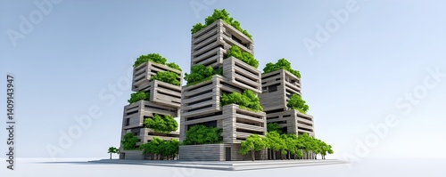 A utopian sustainable society built with green infrastructure, eco smart grids, and lush urban forests.