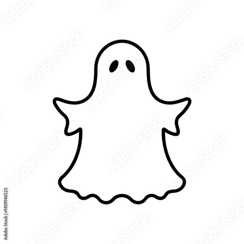 Ghost Character Wearing a Sheet in a Simple Style  