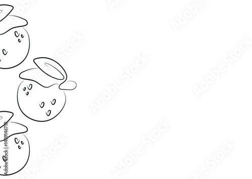 poster with a simple icon of an orange with a tail drawn in line art style, for various designs and patterns