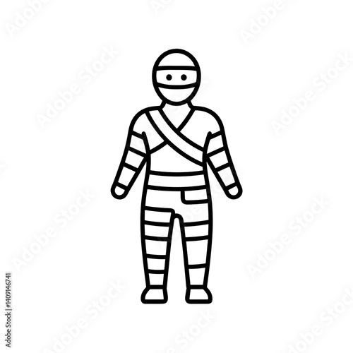 Mummy costume character standing on a white background  