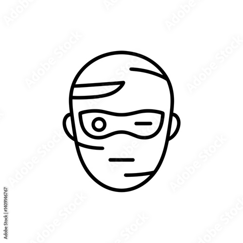 Mummy character in mask celebrating Halloween festivities  