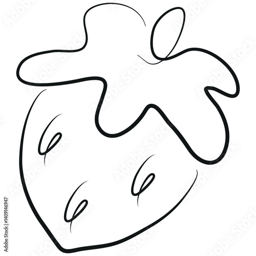 simple strawberry icon with a tail in line art style, for various designs and packaging
