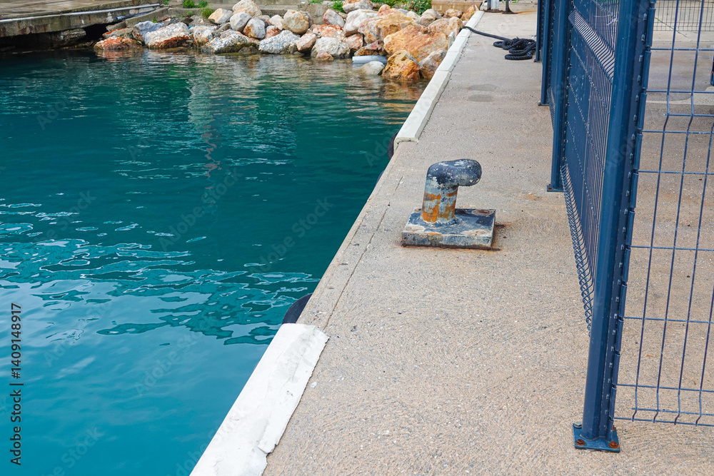 mooring cleat stands ready for boats.