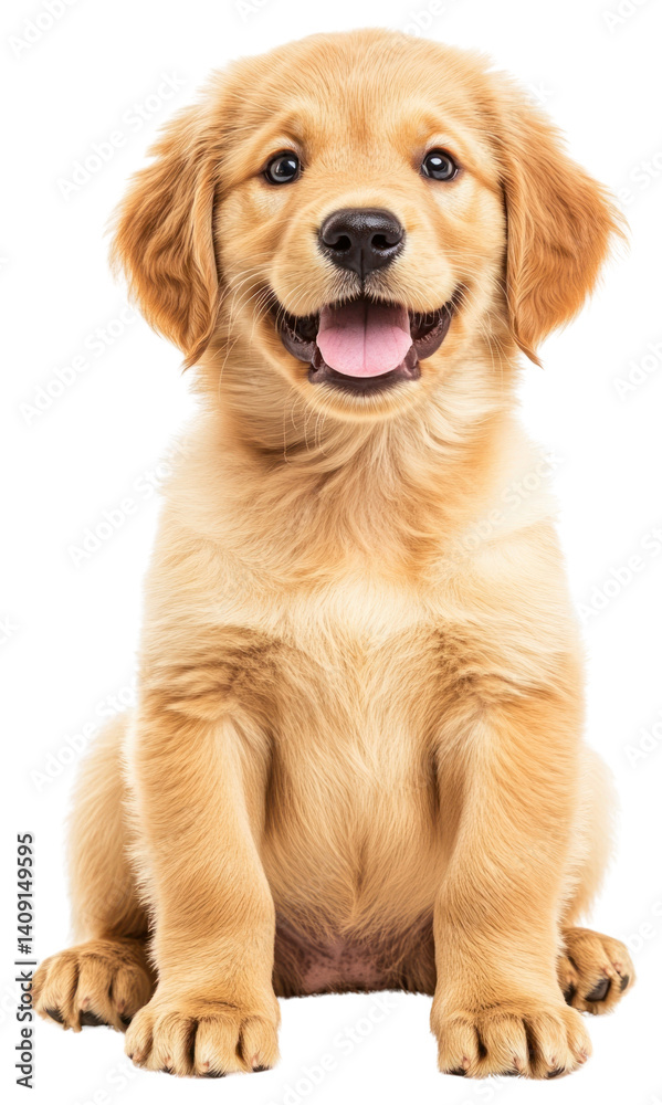PNG Golden retriever puppy sitting background smiling happy. PNG Golden retriever puppy sitting background smiling happy.