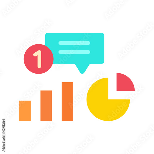 Stats Notification icon vector image. Suitable for mobile apps, web apps and print media.
