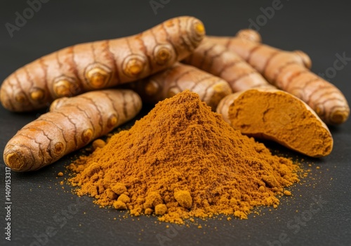 ground and mashed turmeric with whole ones